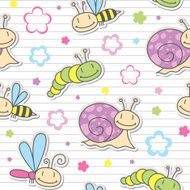 pattern with insects and snails