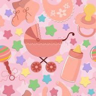 Seamless background with baby&#039;s objects N2