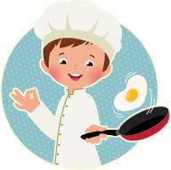 Cook virtuoso flipping an fried eggs or a omelette