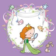 Cute princess flower bird frame card