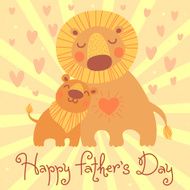 Happy Father&#039;s Day card Cute lion and cub N2