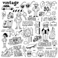 Hipster retro swag set Hand drawn vector illustration