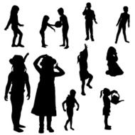 Vector silhouette of children N436