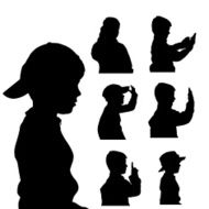 Vector silhouette of boy N84