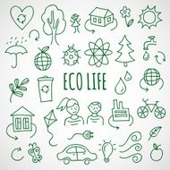 Vector hand drawn ecological icons