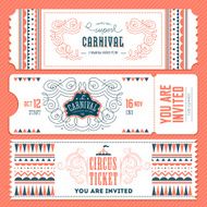 Vintage Circus banner collection Ticket invitation Vector illustration N2
