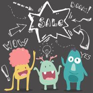 Happy monsters with bubble sale