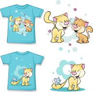 kid shirt with cute cat in love printed