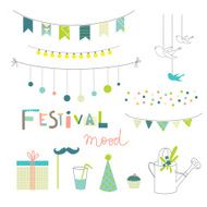 Set of birthday party elements Vector Isolated N3