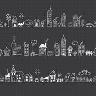 Cityscape seamless doodles