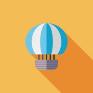 Hot Air Balloon flat icon with long shadow N32