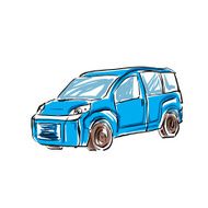 Colored hand drawn car on white background illustration N3