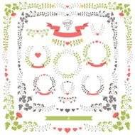 Wedding set retro floral items Vector Design template N2
