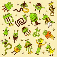 Crazy doodle monsters Vector illustration