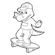 Coloring book (crocodile on a skateboard) N2