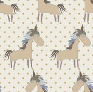 Cute dreaming unicorns on polka dot background seamless pattern