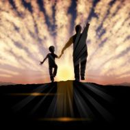 Father&#039;s Day background Father and child in the sunset N39