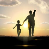 Father&#039;s Day background Father and child in the sunset N40