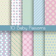 Baby pastel different vector seamless patterns (tiling) N3
