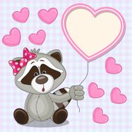 Raccoon with heart frame