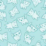 Seamless kawaii cartoon pattern with cute cats