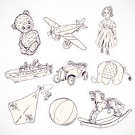 Toys sketch icons set N4