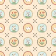 Seamless tiles pattern with Dutch traditional elements