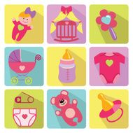 Cute cartoons icons for newborn baby girl N2