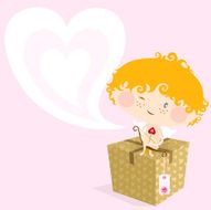 Cupid and gift St Valentine&acute;s day illustration vector