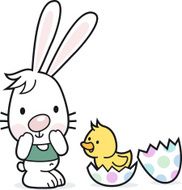 Easter bunny with egg an chick