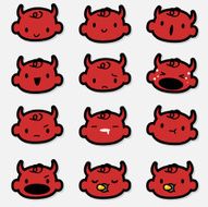 Icon ( Emoticons ) - Cute Devil Baby Face( mad crying smiling)