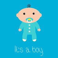 Baby shower card It&#039;s a boy Flat design style