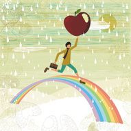 School boy and rainbow