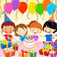 Multi-Ethnic Kids Celebrate Birthday Party N2