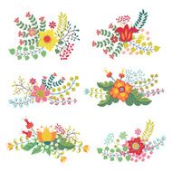 Vector set with vintage flowers composition