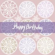 Happy Birthday Card Vintage lace design Pastel purple violet color