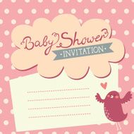 Baby Shower invitation with cute bird N3