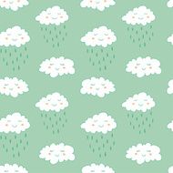 Seamless pattern with cute smiling clouds N2