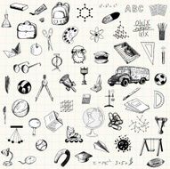 Set of doodle education icons