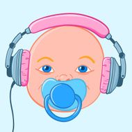 Baby head with earphones