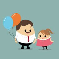 Vector of father and daughter with colorful balloons