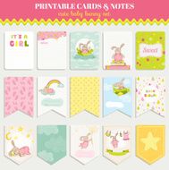 Baby Bunny Card Set - for birthday baby shower party