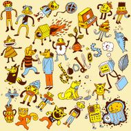 Crazy doodle animals Vector illustration