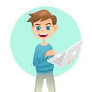 Boy holding a laptop