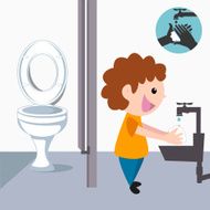 Child washing hands after bathroom