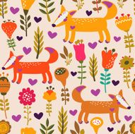 Seamless pattern in vector made of cute foxes