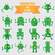 Set of green robots for design