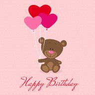Little bear with heart balloons