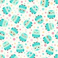 seamless cartoon owls pattern