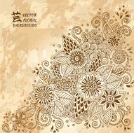 Template poster with doodle flowers and paisley for your business N3